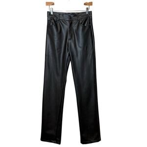 Zara Pleather Pant Faux-Leather High-Rise Straight Cut Black Women’s Size XS